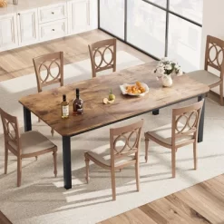 Industrial Dining Table For 6~8 People, 78.7" Long Kitchen Table,Wood Dining Table, Kitchen & Dining Room Table, Rectangle Dining Room Table For 6 -Garvee GUEST 1314d3dd 639f 41a5 a97f b0cdf4d2ea60