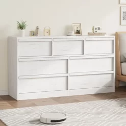 Garvee 7 Drawer Dresser For Bedroom, White Double Dresser Organizer With Concave Handles, Modern Chest Of Drawers For Bedroom Living Room Nursery -Garvee GUEST 137567bc 3b95 4689 ba34 d0dc2e340808