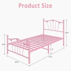 Twin Size Bed Frame With Iron-Art Sweet Heart Headboard & Footboard -Garvee GUEST 1401129d bf5f 479f b650 db4e9b38a143