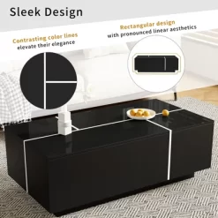 Coffee Table With Hidden Storage - Wide Tabletop, 2 Hidden Storage Space And 2 Large Drawers, Modern Design -Garvee GUEST 1406bd40 950d 4e79 98ce 6d3c37126c8e