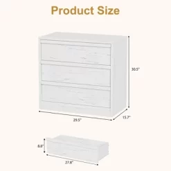 Garvee 3 Drawer Dresser For Bedroom, White Nightstand 3 Chest Of Drawers With Large Storage, Small Bedside Table For Living Room, Nursery, Entryway -Garvee GUEST 143506c2 18fb 470f 92b0 475ce737b068