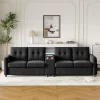 115" Faux Leather 4-Seat Sectional Sofa, Middle Table With Cup Holders, Deep Cushions, Side Organizer, For Apartment Or Small Space -Garvee GUEST 14a1abea 5195 414a 8663 80a0fd3a2e2f