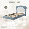 Upholstered Kids Bed Frame With Adjustable Scalloped Headboard, Cute Velvet Princess Platform Bed For Girls, Solid Wood Slats Support -Garvee GUEST 150bb494 5343 43be b487 a938afce4383 1