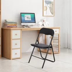 4 Pcs Folding Chairs, Portable Metal Foldable Chairs With Cushion For Outdoor & Indoor, With Non-Slip Feet Pads Stackable Chairs, White -Garvee GUEST 1513d4f8 c0a5 419a a728 836fd482ab58