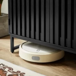 Cabinet With Slatted Grille Striped Door, Modern Style Cabinet, High-Quality MDF And Metal Leg -Garvee GUEST 155944a8 8ed4 45cf 98b8 5ba3ca7bd74f