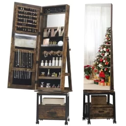 360° Swivel Jewelry Cabinet, 66'' Freestanding Jewelry Armoire With Bottom Drawer -Garvee GUEST 15b3508b 38cc 4b1d a28b 62a21d8d0420