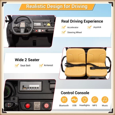 Garvee 24V Kids Ride On Dump Truck, 2-Seater Electric UTV With Remote Control, 4x35W Motors, Shovel, Music, Lights & Bluetooth 6 Garvee 24V Kids Ride On Dump Truck, 2-Seater Electric UTV With Remote Control, 4x35W Motors, Shovel, Music, Lights & Bluetooth - Image 4