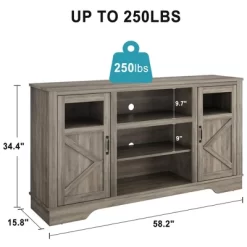 34'' Tall Farmhouse LED TV Stand,Entertainment Center With Storage
