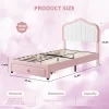 Upholstered Bed Frame With Storage Drawer And Smart LED Headboard, Twin Size Platform Bed Frame For Kids, Wooden Slats Support, No Box Spring Needed -Garvee GUEST 165bd746 3726 4a77 a390 7793f54fd27d