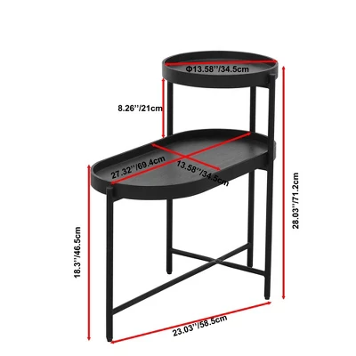 Modern 2-Tier Side Table, Open Shelf With Sturdy Iron Frame And Legs, Easy Assembly, Nightstand Bedside Table 6 Modern 2-Tier Side Table, Open Shelf With Sturdy Iron Frame And Legs, Easy Assembly, Nightstand Bedside Table - Image 4