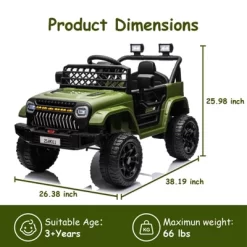 12V Ride On Car For Kids, Electric Vehicle Toddles, Battery Powered Truck Car Toy With RC, LED, Music, 4-Wheel Suspension