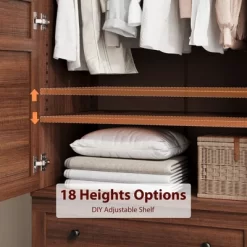Armoire Wardrobe Closet With 2 Drawers,72" Wooden Tall Clothing Wardrobe Cabinet With Hanging Rod, Armoire With Doors Adjustable Shelves For Bedroom -Garvee GUEST 1683e5c0 63e5 4c2e af39 0c8045f902a1