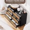 Rattan 6 Drawer Dressers For Bedroom, Boho Wooden Chests Of Drawers, Modern Double Dresser Chest For Living Room, Entryway, Kids Room -Garvee GUEST 172278cf 510e 4d4f 9e69 73616c987f04 3