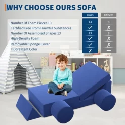 Kids Couch For Building Fort Toy,13pcs DIY Toddler Sofa,Velvet Toddler Futon Sofa Bed For Playroom, Bedroom,Grey -Garvee GUEST 172edd2d 4f59 4ae8 9eba 86520b9c209b