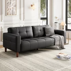 Garvee 3-Seater Sofa Couch, Modern Sofa With Deep Seats And 2 Pillows, Breathable Faux Leather Couch, Stylish Loveseat For Living Room -Garvee GUEST 1738068b 13e1 4603 8371 7f81ae10360a