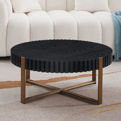 Round Coffee Table For Living Room, 31.5" Drum Coffee Table With Stainless Steels Pedestal Base, Farmhouse Handcrafted Circle Coffee Table 3 Round Coffee Table For Living Room, 31.5" Drum Coffee Table With Stainless Steels Pedestal Base, Farmhouse Handcrafted Circle Coffee Table