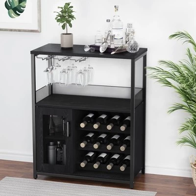 3-Tier Wine Bar Cabinet With Detachable Wine Rack And Storage Space 4 3-Tier Wine Bar Cabinet With Detachable Wine Rack And Storage Space - Image 2