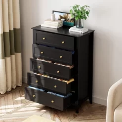 6 Drawer Dresser For Bedroom, Chest Of Drawer Dresser For 48 Inch TV, Modern Wood Organizer TV Stand For Living Room, Entryway, Hallway