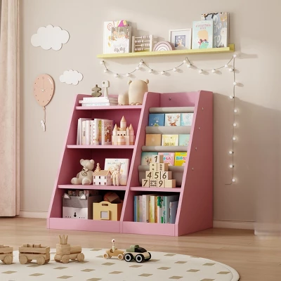 4 Tier Kids Wooden Bookshelf, Kids Bookshelf Children Bookcase With Adjustable Shelf For Playroom Nursery Living Room 7 4 Tier Kids Wooden Bookshelf, Kids Bookshelf Children Bookcase With Adjustable Shelf For Playroom Nursery Living Room - Image 5