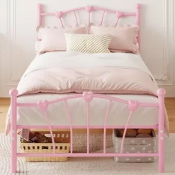 Garvee White Twin Bed Frame For Kids, Twin Bed Frame With Heart Shaped Headboard And Tailboard, Heavy Metal Slat Support, Noiseless -Garvee GUEST 1a9f2f44 c6c5 4d89 8d51 d04eb60da0d4