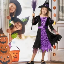 Garvee Girl Witch Costume Halloween Fancy Witch Dress -Classic Costume For Party Dress-Up, Purple+Black -Garvee GUEST 1ab6c9cc b8f4 4ac2 b208 15d507595070