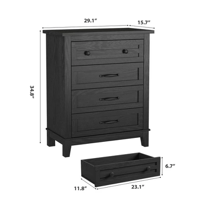 Garvee 4 Dresser For Bedroom, 34.8" Tall Drawer Dresser With Storage Freestanding, Wooden Closet Storage Chest For Living Room, Bedroom 4 Garvee 4 Dresser For Bedroom, 34.8" Tall Drawer Dresser With Storage Freestanding, Wooden Closet Storage Chest For Living Room, Bedroom - Image 2