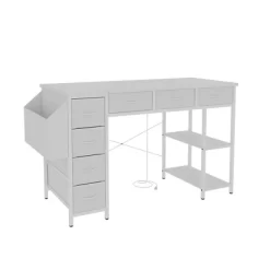 47" Computer Desk With 7 Drawers, Reversible Writing Table Workstation, Work Desk Gaming Table With Metal Frame For Home Office -Garvee GUEST 1b54e76f 55ee 43e3 84c0 7f418f93a719