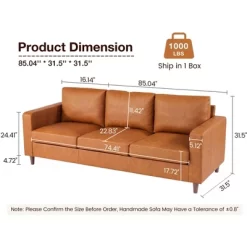 Whizmax 85" Leather Couch For Living Room, Modern Sofa Couches With Padded Backrest For Living Room, Bedroom, Office, Orange 12 Whizmax 85" Leather Couch For Living Room, Modern Sofa Couches With Padded Backrest For Living Room, Bedroom, Office, Orange -Garvee GUEST 1b93a915 9455 453d b216 08c979a7474e