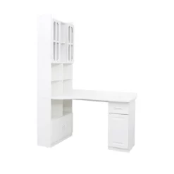 L Shaped Computer Desk With Hutch, Office Corner Desk With Drawer & Bookshelf, Wood Table Writing Desk, Gaming Computer Desk For Study Room White -Garvee GUEST 1bfa61e3 2815 462d 9f16 b920c18208e0