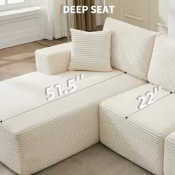 Sectional Sofa - L Shaped Boneless Cloud Couch With 67.5" Chaise, Reversible L/R Facing, No Assembly Required, Corduroy Fabric -Garvee GUEST 1cd09707 6532 41fd ada1 bdeac1224e46