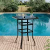 Bistro Square Patio Table - Metal Frame W/Tempered Glass Top, Outdoor Bar Height Table For Backyard, Poolside & Garden -Garvee GUEST 1cd7026c 1373 4598 b6d7 f67a03e29da4