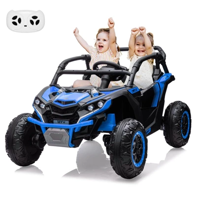 Ride On Car For Kids, 24V 2 Seater Powered Electric Off-Road UTV Toy,4WD Electric Vehicle With Remote Control,LED3 Speeds,Horn, Music 10 Ride On Car For Kids, 24V 2 Seater Powered Electric Off-Road UTV Toy,4WD Electric Vehicle With Remote Control,LED3 Speeds,Horn, Music - Image 8