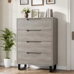 Garvee 4 Dresser For Bedroom, 41.7" Tall Dresser, Freestanding Vertical Drawer Cabinet With Storage, Wooden Closet Storage Chest For Bedroom -Garvee GUEST 1d3b5525 4de3 43ad bbc6 2887593695d6