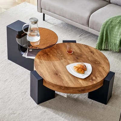 Modern Coffee Tables Set Of 2, Coffee Table With Detachable Nightstand, Accent Center Table With Glass Top Side Table For Bedroom Office 11 Modern Coffee Tables Set Of 2, Coffee Table With Detachable Nightstand, Accent Center Table With Glass Top Side Table For Bedroom Office - Image 9