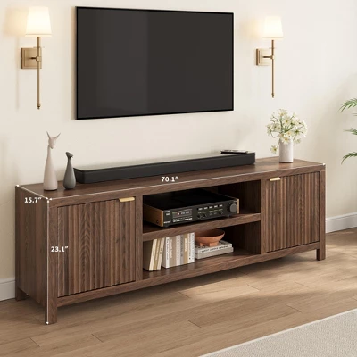 Garvee 70" TV Stand Entertainment Center With Storage, Fluted Door And Gold Handle, Wooden Media Console Cabinet For Living Room, Bedroom 4 Garvee 70" TV Stand Entertainment Center With Storage, Fluted Door And Gold Handle, Wooden Media Console Cabinet For Living Room, Bedroom - Image 2