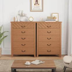 5 Drawer Dresser For Bedroom, 45.2" Tall Brown Chest Of Drawer With V Shape Design, Modern Wooden Closet Nightstand For Living Room Entryway Nursery 10 5 Drawer Dresser For Bedroom, 45.2" Tall Brown Chest Of Drawer With V Shape Design, Modern Wooden Closet Nightstand For Living Room Entryway Nursery -Garvee GUEST 20463291 763d 4388 b188 27ff9aae379b