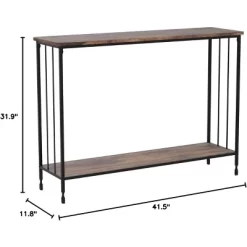 Console Table, Sofa Tables, Narrow Table With Glass Shelf And Metal Frame, Industrial 41.5" Behind Couch Table For Living Room, Entryway, Hallway