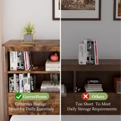 Storage Wooden Bed Frame With Bookcase Headboard And 4 Large Drawers -Garvee GUEST 20cd975b 87c1 400d 9ebd 6593aeb487a5