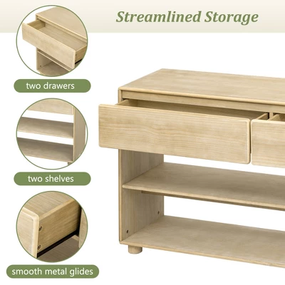 58" Entryway Console Table With 2 Drawers, 3 Tier Narrow Long Sofa Table, Behind Couch Console Table For Living Room Foyer And Hallway 6 58" Entryway Console Table With 2 Drawers, 3 Tier Narrow Long Sofa Table, Behind Couch Console Table For Living Room Foyer And Hallway - Image 4