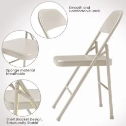 Folding Chairs 4 Pack, Sturdy Metal Frame Supports Up To 350 Lbs Portable Folding Chairs Ideal For Dining, Living, Office, And Outdoor Events -Garvee GUEST 221d68d5 3930 4207 88af b153755bc1c7
