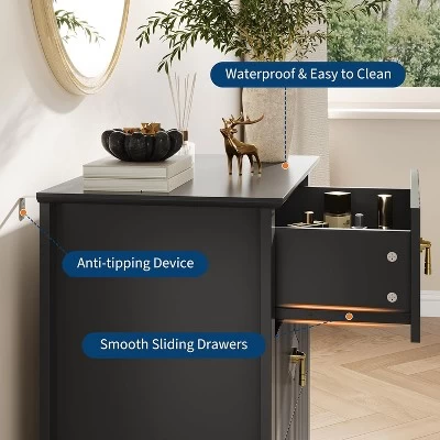 Modern Fluted Dresser, 3/5/6/7 Drawer Wood Dresser For Bedroom, Modern Chest Of Drawers, Storage Organizer Cabinet For Living Room, Entryway 5 Modern Fluted Dresser, 3/5/6/7 Drawer Wood Dresser For Bedroom, Modern Chest Of Drawers, Storage Organizer Cabinet For Living Room, Entryway - Image 3