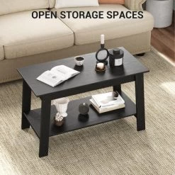 2-Tier Industrial Coffee Table With Storage Shelf For Small Apartment Living Room -Garvee GUEST 228152c4 5be2 451b 859b cc671423e7e9