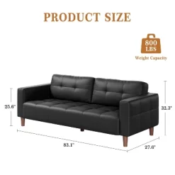 Garvee 3-Seater Sofa Couch, Modern Sofa With Deep Seats And 2 Pillows, Breathable Faux Leather Couch, Stylish Loveseat For Living Room -Garvee GUEST 229132da 5fbe 4cc1 839c 560ee76e0c57