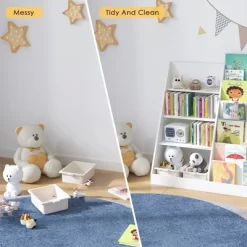 Kids Bookshelf And Toy Storage Organizer, Multifunctional 4 Tier Wooden Kids Book Shelf With Bookcase Display Stand For Kids Room Playroom Nursery -Garvee GUEST 22b24103 d649 4bd7 8d52 36bbf822d263