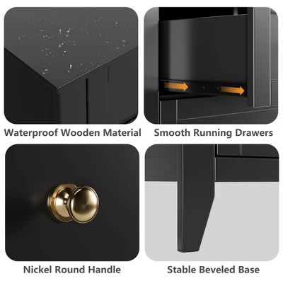 Wood Dresser For Bedroom, Chest Of Drawers With 5 Drawer & Metal Handle, Closet Store Organizer 9 Wood Dresser For Bedroom, Chest Of Drawers With 5 Drawer & Metal Handle, Closet Store Organizer - Image 7