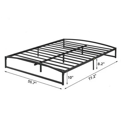 6/10 Inch Twin/Full/Queen/King Size Platform Metal Bed Frame Low Profile With Storage_Black/White 4 6/10 Inch Twin/Full/Queen/King Size Platform Metal Bed Frame Low Profile With Storage_Black/White - Image 2