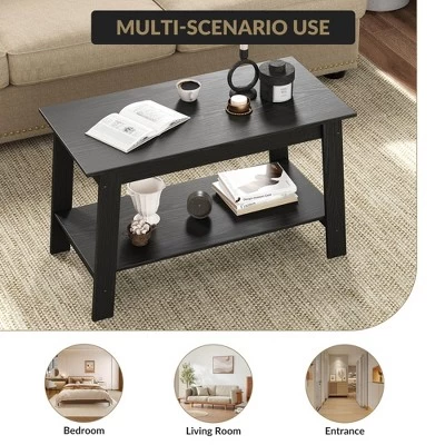 Stylish 31.5" Coffee Table With Open Shelves - 2-Tier Modern Industrial Design 9 Stylish 31.5" Coffee Table With Open Shelves - 2-Tier Modern Industrial Design - Image 7