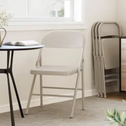 Whizmax 2-Pack Folding Chairs, 350lb Capacity Metal Frame, Portable Black Foldable Chairs For Indoor/Outdoor, Dining/Living Room & Office