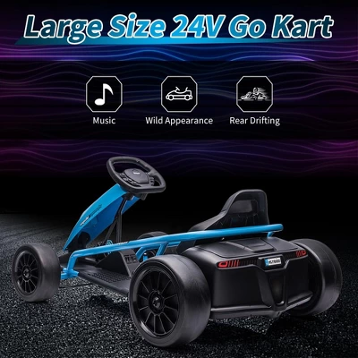 24V Kids Electric Go Kart - 300W X2 Motor, 8MPH, Drift Function, Slow Start & Seat Belt, 180lb Capacity, Ages 8-12 5 24V Kids Electric Go Kart - 300W X2 Motor, 8MPH, Drift Function, Slow Start & Seat Belt, 180lb Capacity, Ages 8-12 - Image 3