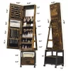 360° Swivel Jewelry Cabinet, 66'' Freestanding Jewelry Armoire With Bottom Drawer